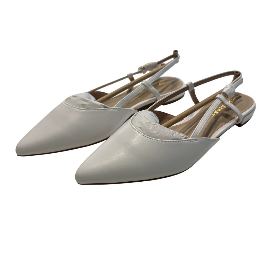 Dream Pairs Comfortable Pointed-Toe Slingback Flats in White, Size 7 - Picture 2 of 6